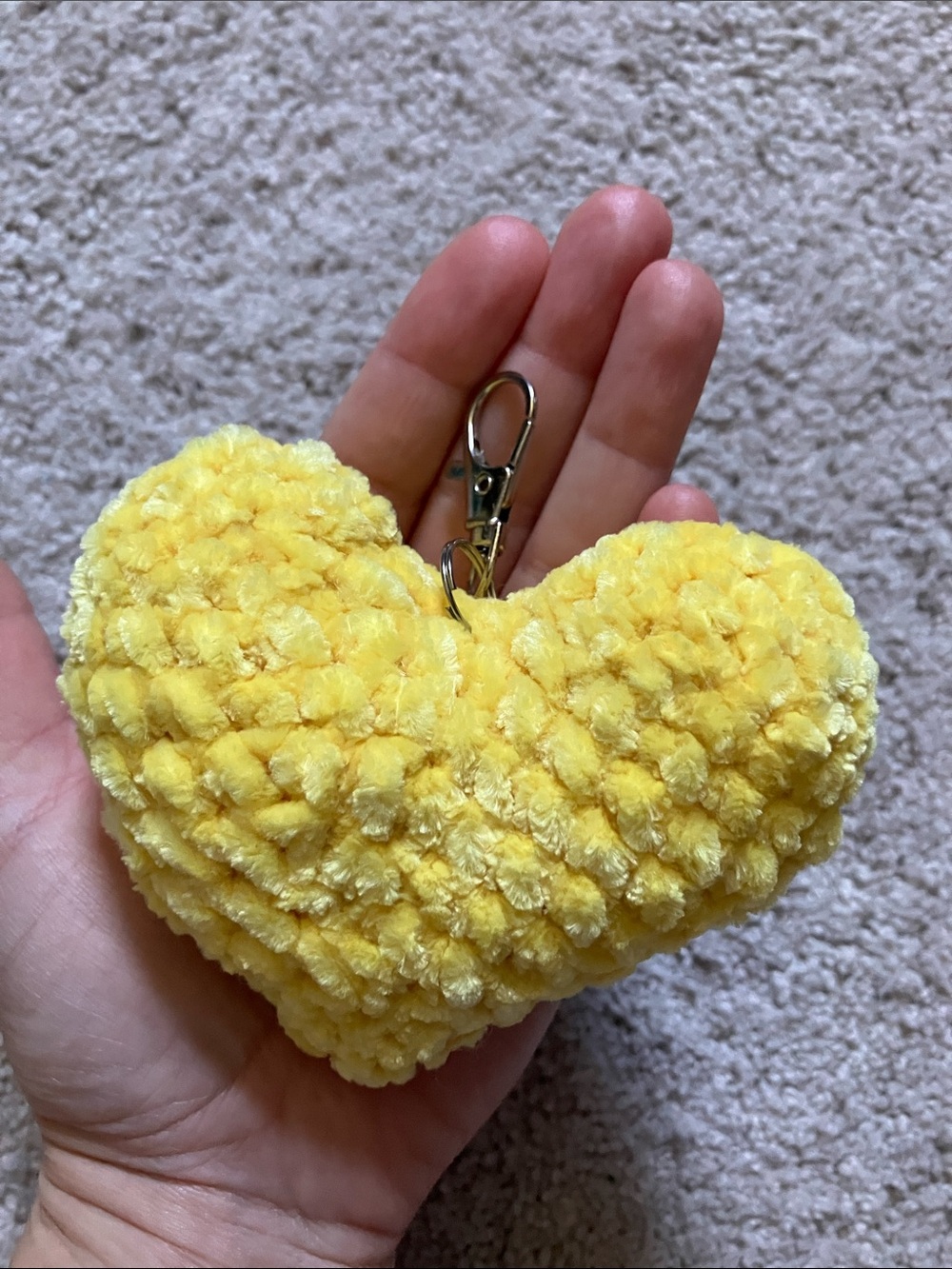 Crochet Heart Keychain Yellow - Picture 2 of 2
